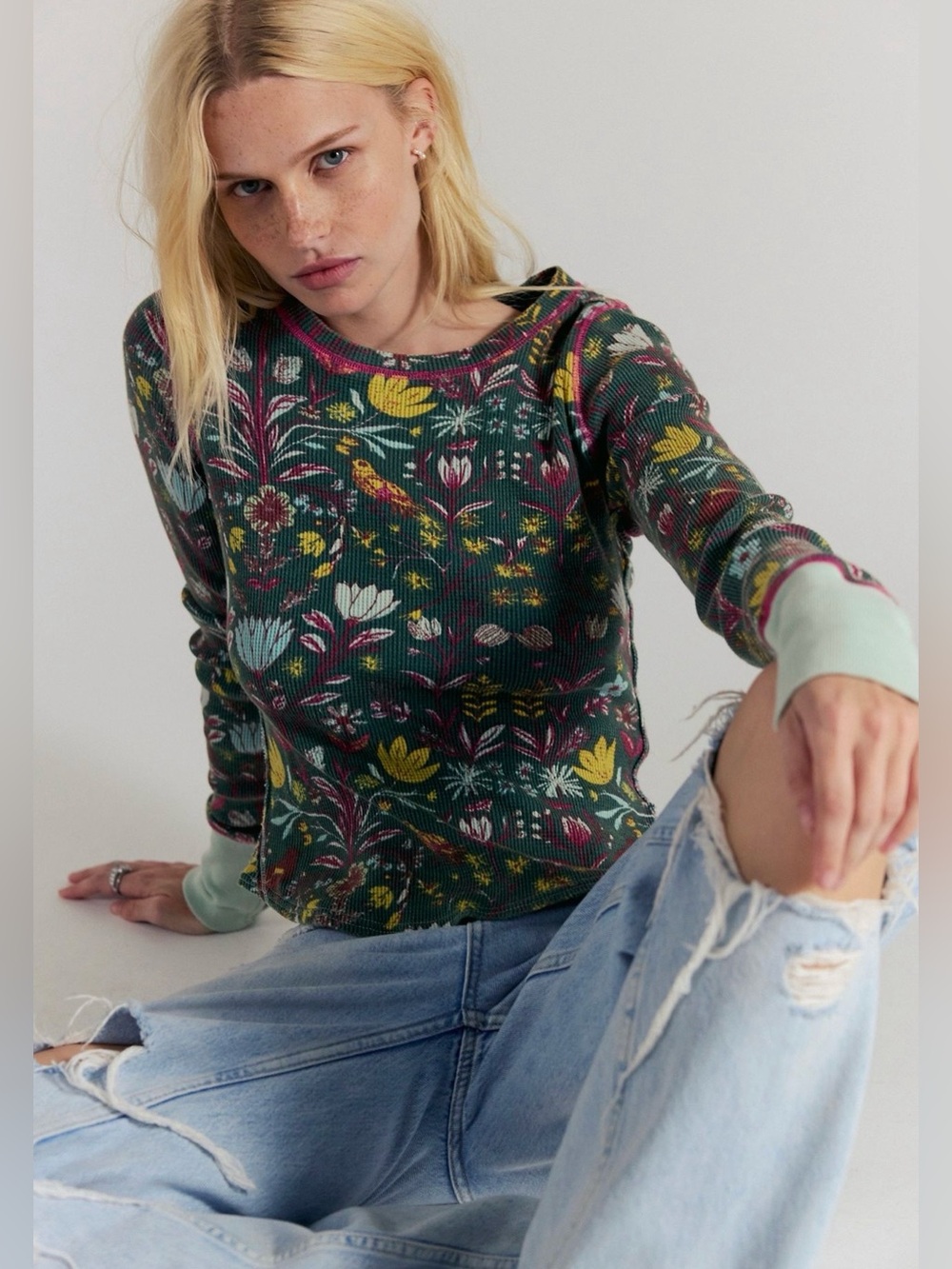 We The Free Toileidays Long Sleeve Thermal~ Forest Combo